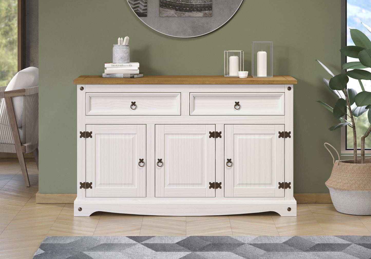 Corona White 2 Door 3 Drawer Medium Sideboard