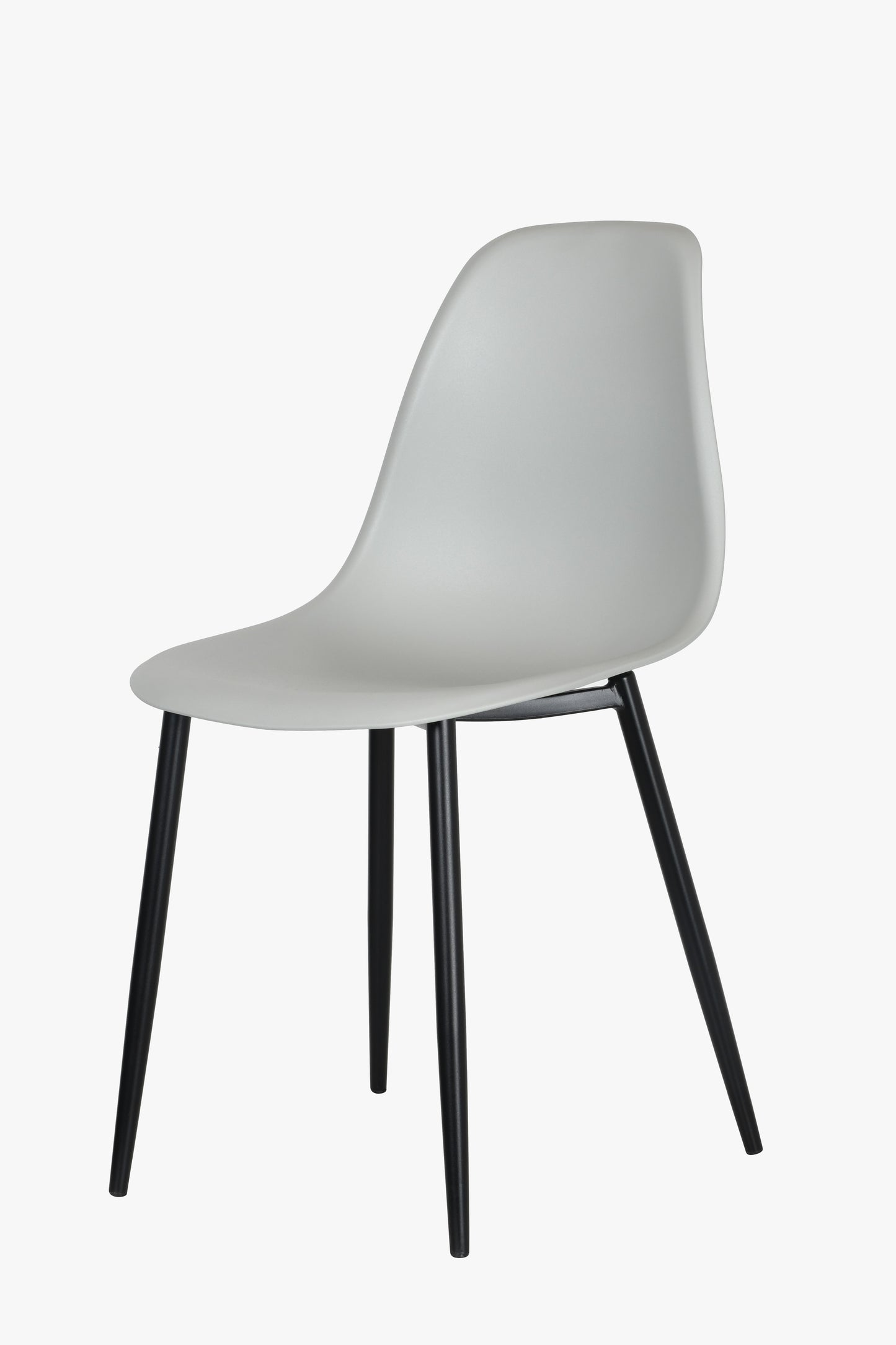 Aspen Pair of Curve Chairs, Light Grey Plastic Chair With Black Metal Legs