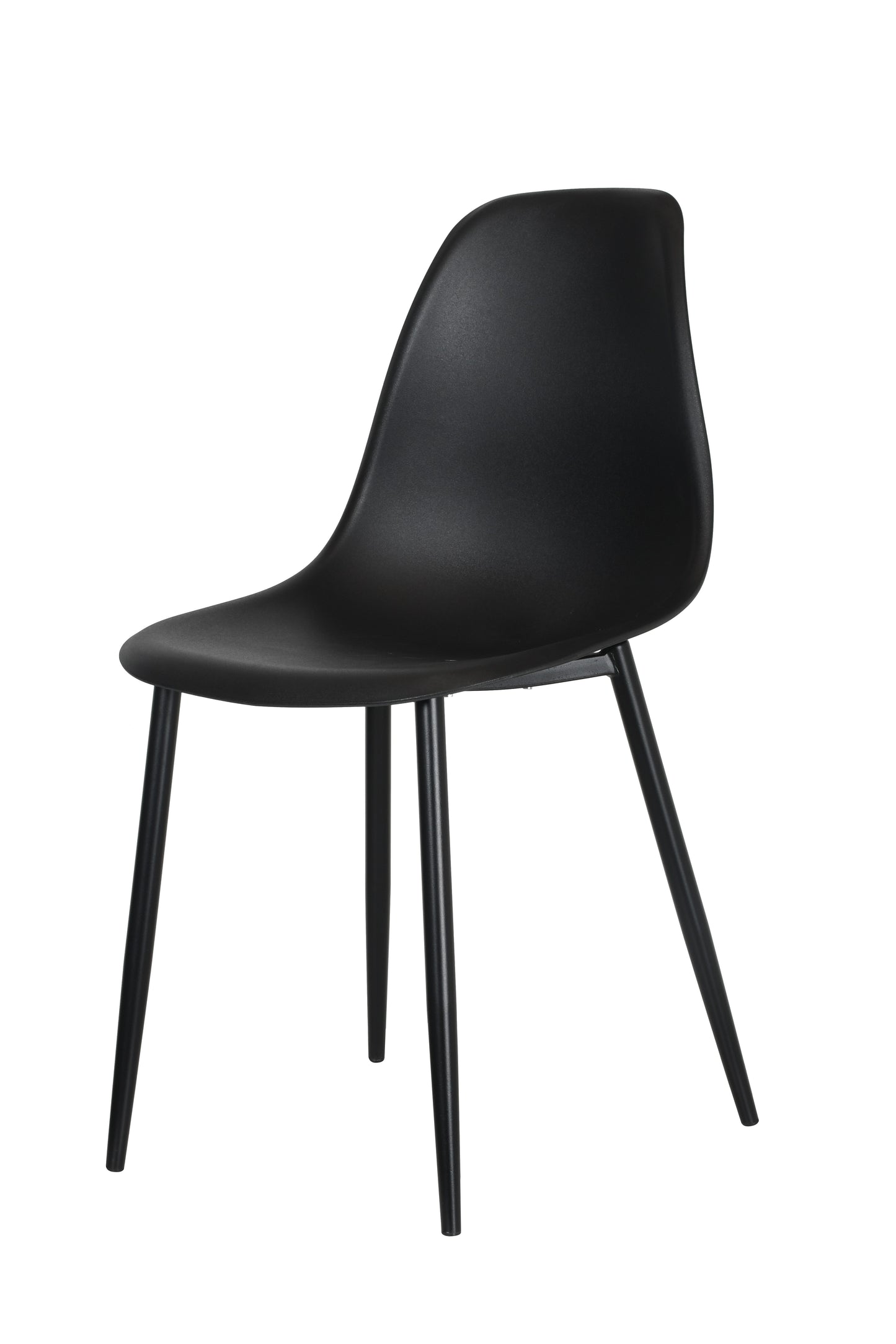 Aspen Pair of Curve Chairs, Black Plastic Chair With Black Metal Legs
