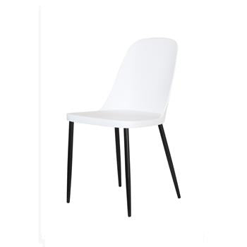 Aspen Pair of Duo Chair White Plastic Seat With Black Metal Legs