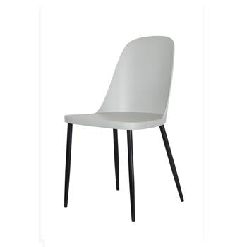 Aspen Pair of Duo Chair Grey Plastic Seat With Black Metal Legs