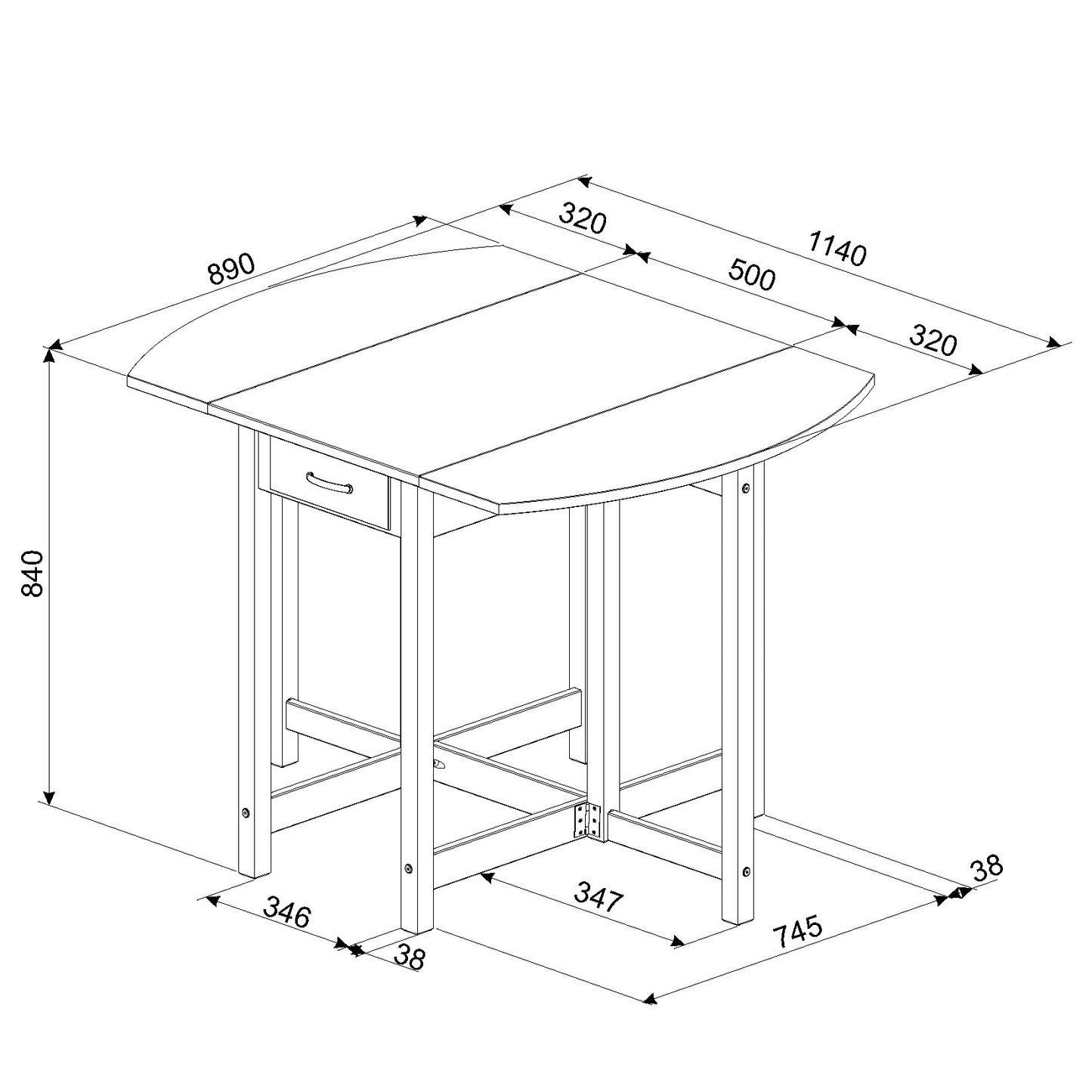 Corona White Oval Drop Leaf Gateleg Table with 2 Stools