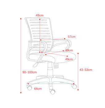 Study Chair with Arms, Orange Mesh Back, Black Fabric Seat & Base