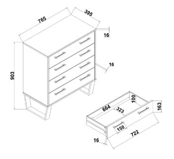 Texas Grey 4 Drawer Chest