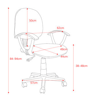 Home Office Chair in Black with Back, Fabric Seat & Base