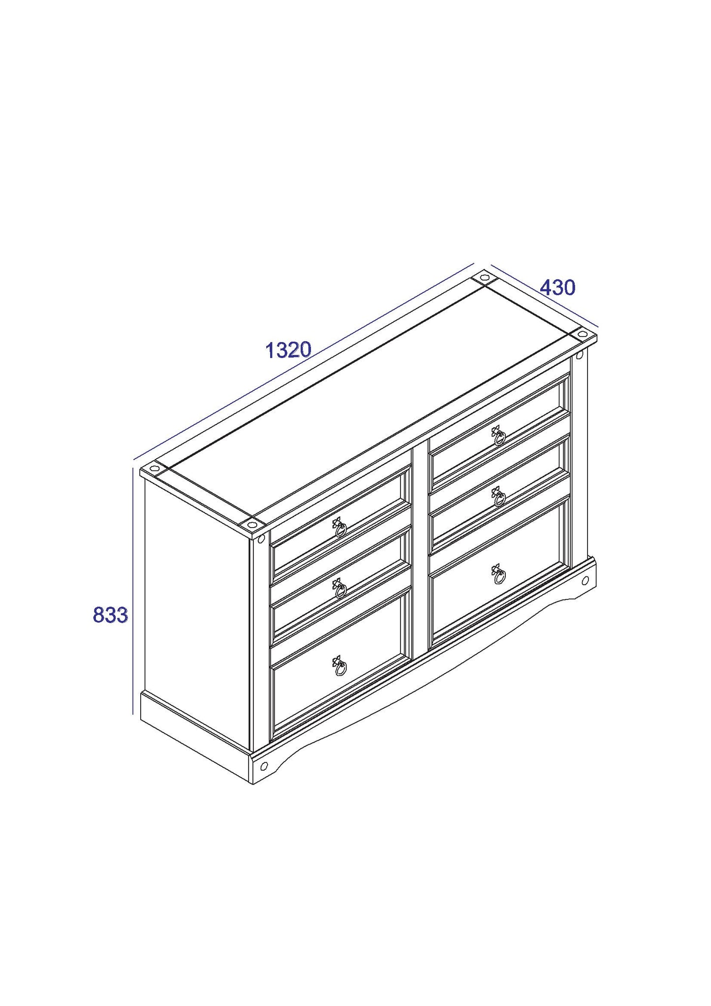 Corona Grey 3+3 Drawer Chest