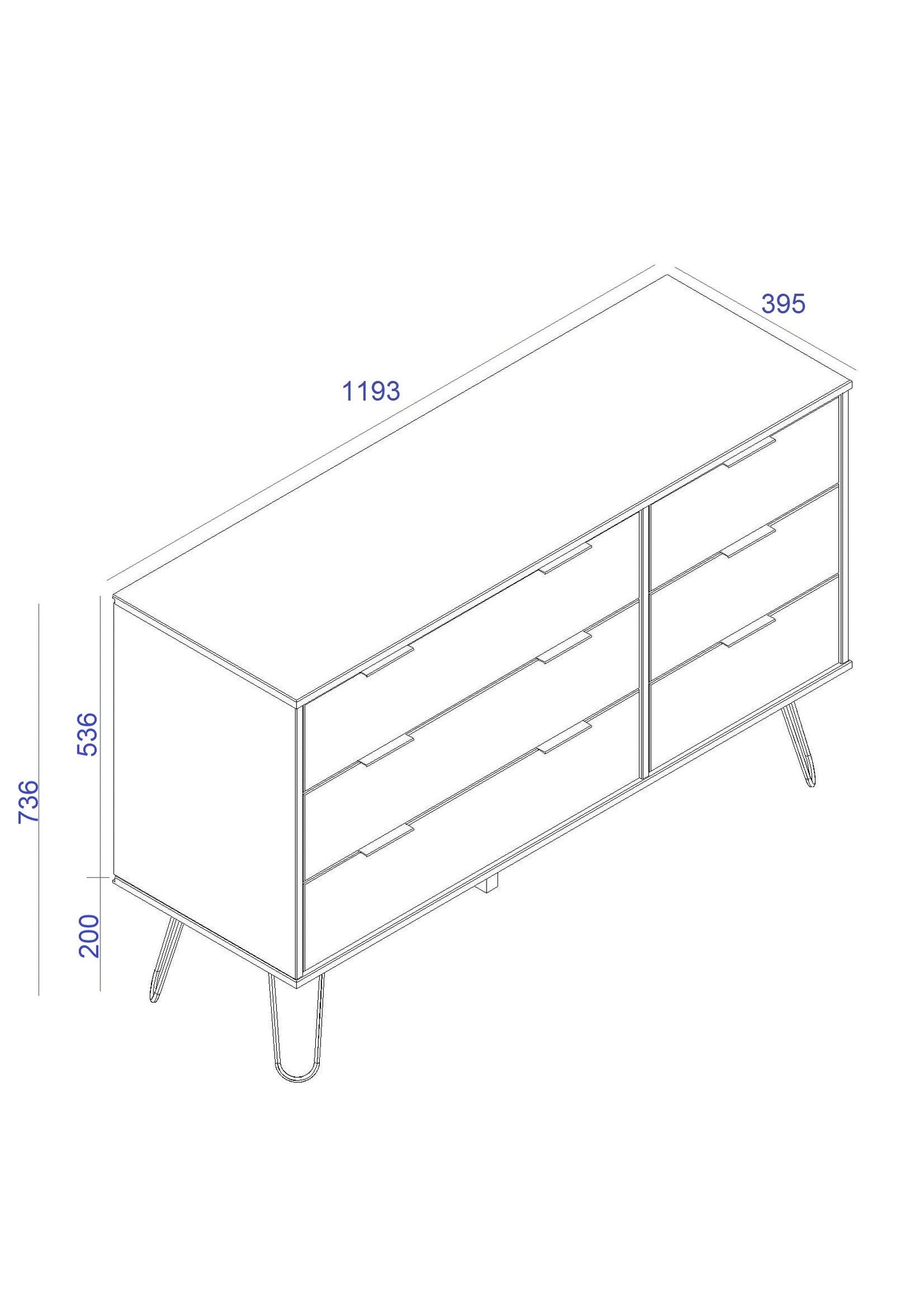 Augusta 3+3=6 Drawer Chest of Drawers