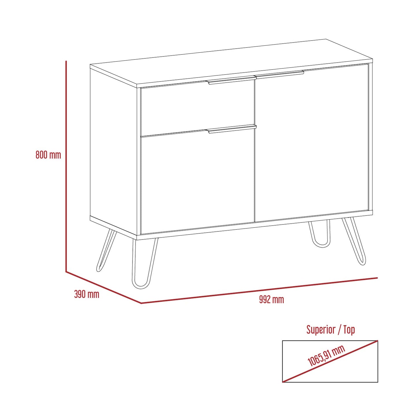 Vegas Small Sideboard With 2 Doors and Drawer