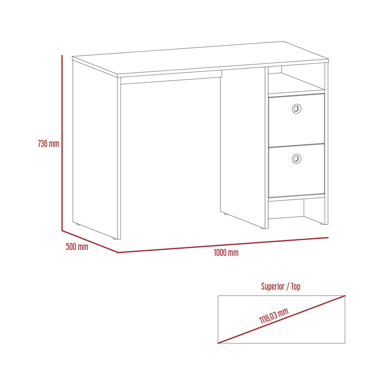 Vegas Desk with 2 Drawers