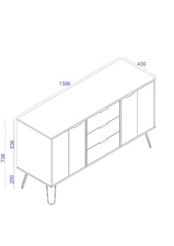 Augusta White 2 Doors & 3 Drawers Medium Sideboard