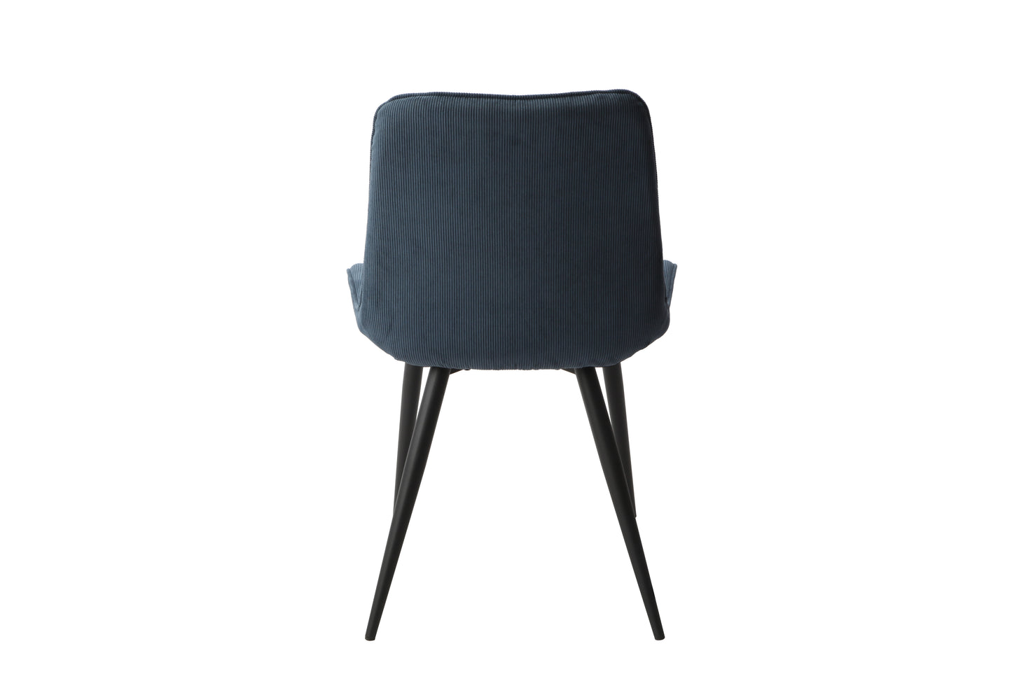 Aspen Pair of Diamond Stitch Blue Cord Fabric Dining Chairs With Black Tapered Legs