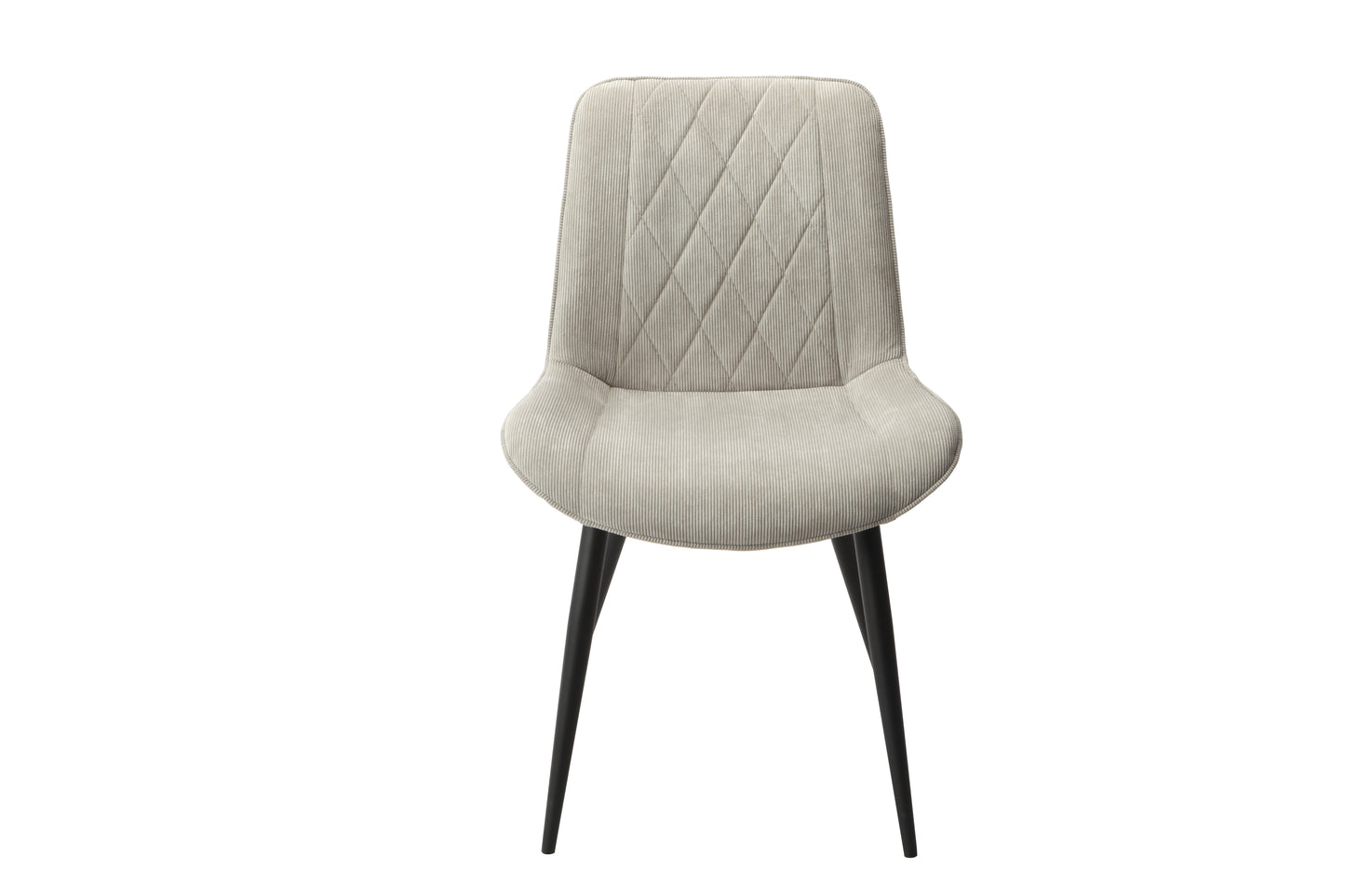 Aspen Pair of Diamond Stitch Light Grey Cord Fabric Dining Chairs With Black Tapered Legs