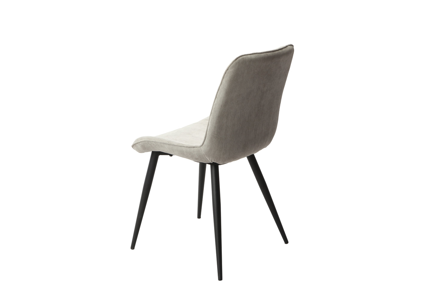 Aspen Pair of Diamond Stitch Light Grey Cord Fabric Dining Chairs With Black Tapered Legs