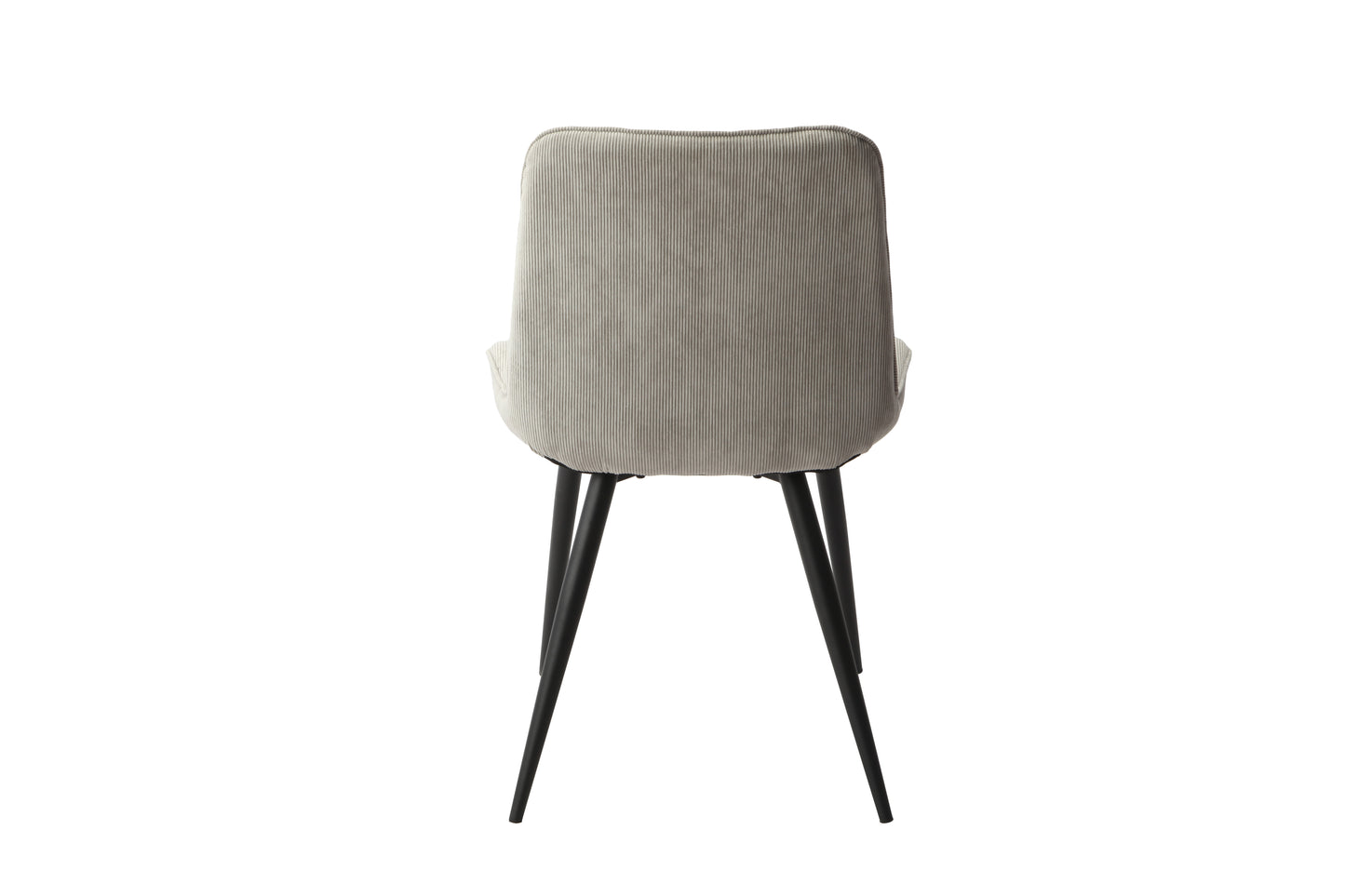 Aspen Pair of Diamond Stitch Light Grey Cord Fabric Dining Chairs With Black Tapered Legs