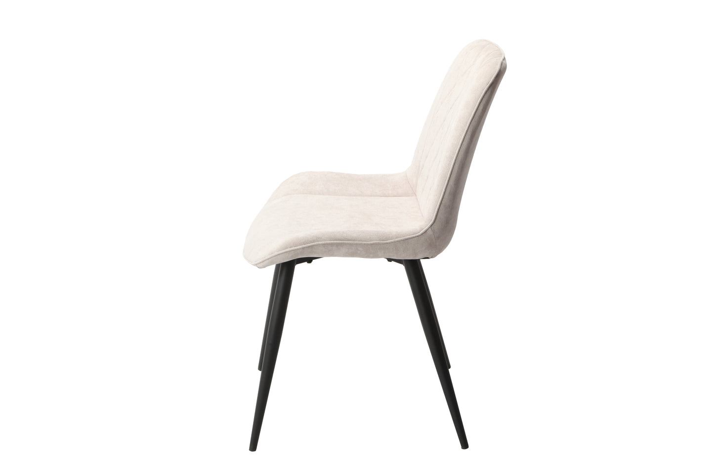 Aspen Pair of Diamond Stitch Natural Fabric Dining Chairs With Black Tapered Legs