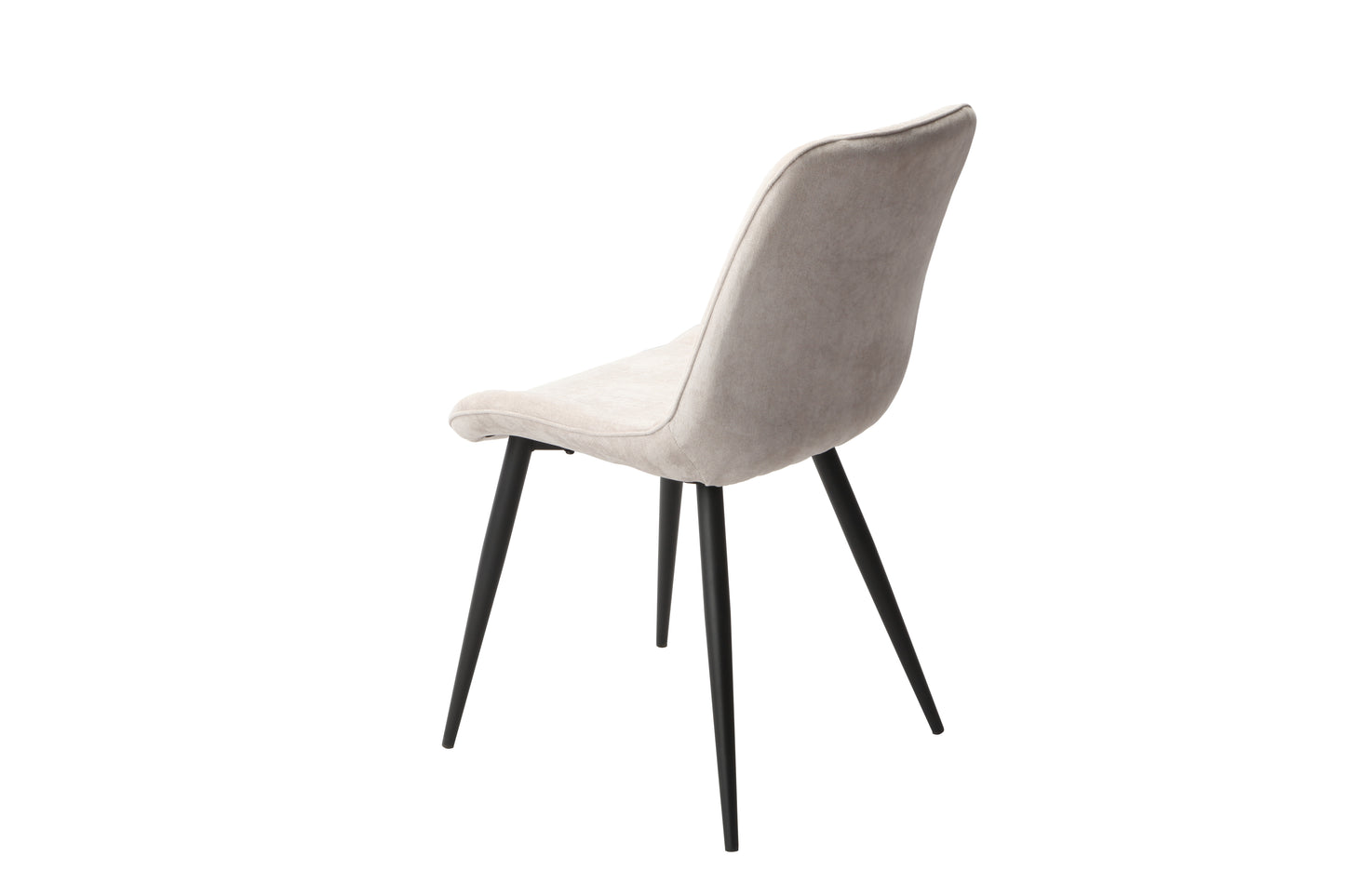 Aspen Pair of Diamond Stitch Natural Fabric Dining Chairs With Black Tapered Legs