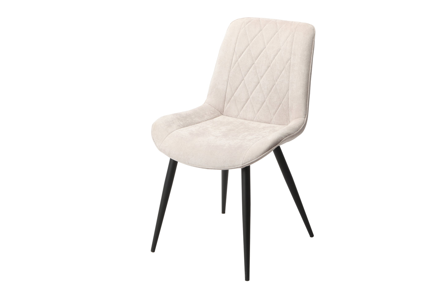 Aspen Pair of Diamond Stitch Natural Fabric Dining Chairs With Black Tapered Legs