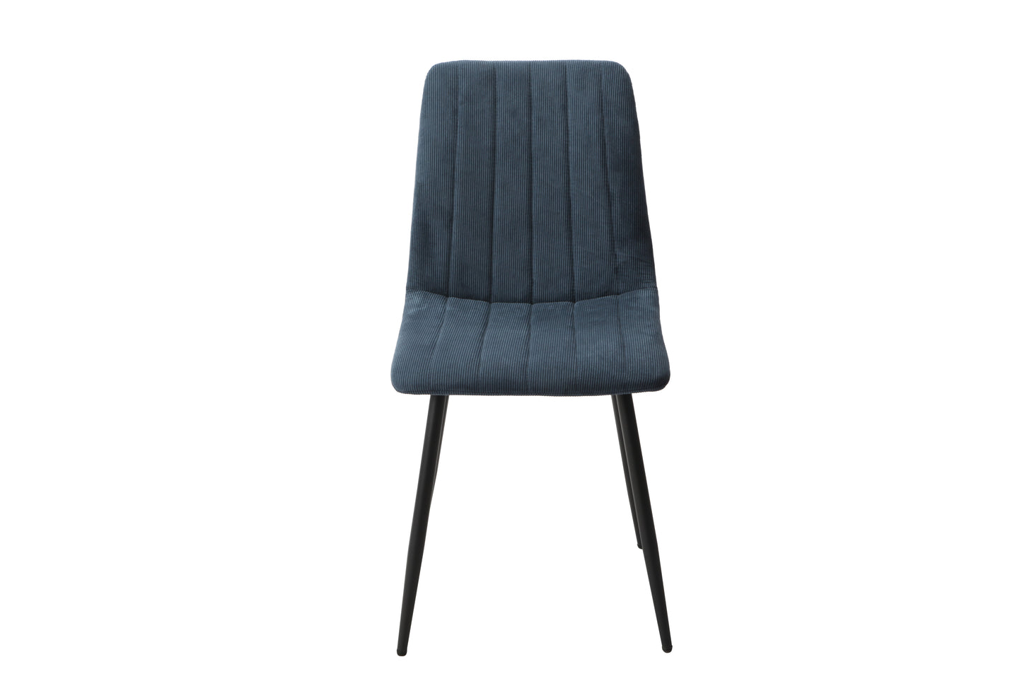 Aspen Pair of Straight Stitch Blue Cord Fabric Dining Chair With Black Tapered Legs