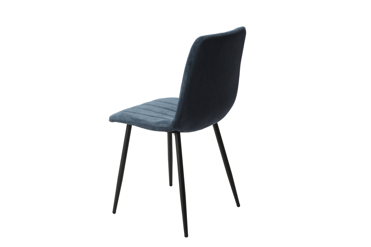 Aspen Pair of Straight Stitch Blue Cord Fabric Dining Chair With Black Tapered Legs