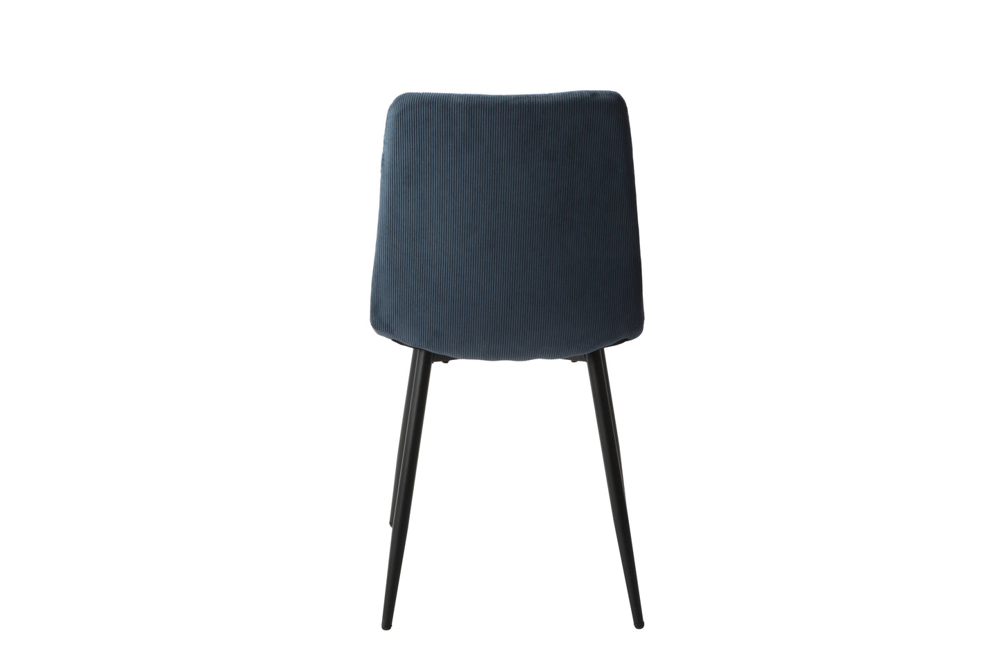 Aspen Pair of Straight Stitch Blue Cord Fabric Dining Chair With Black Tapered Legs