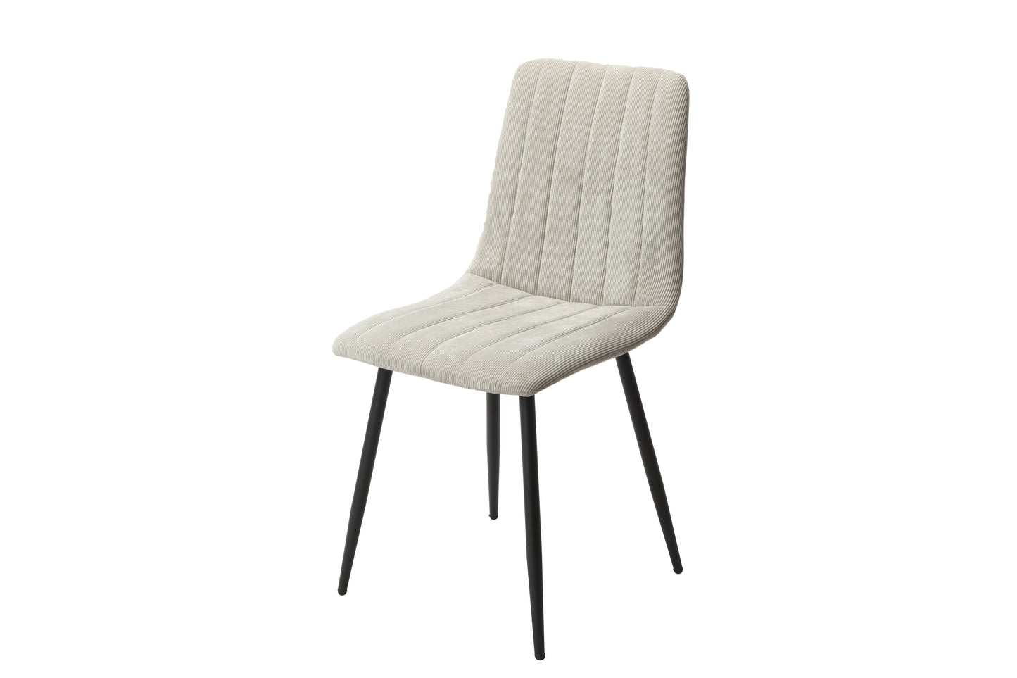 Aspen Pair of Straight Stitch Light Grey Cord Fabric Dining Chair With Black Tapered Legs