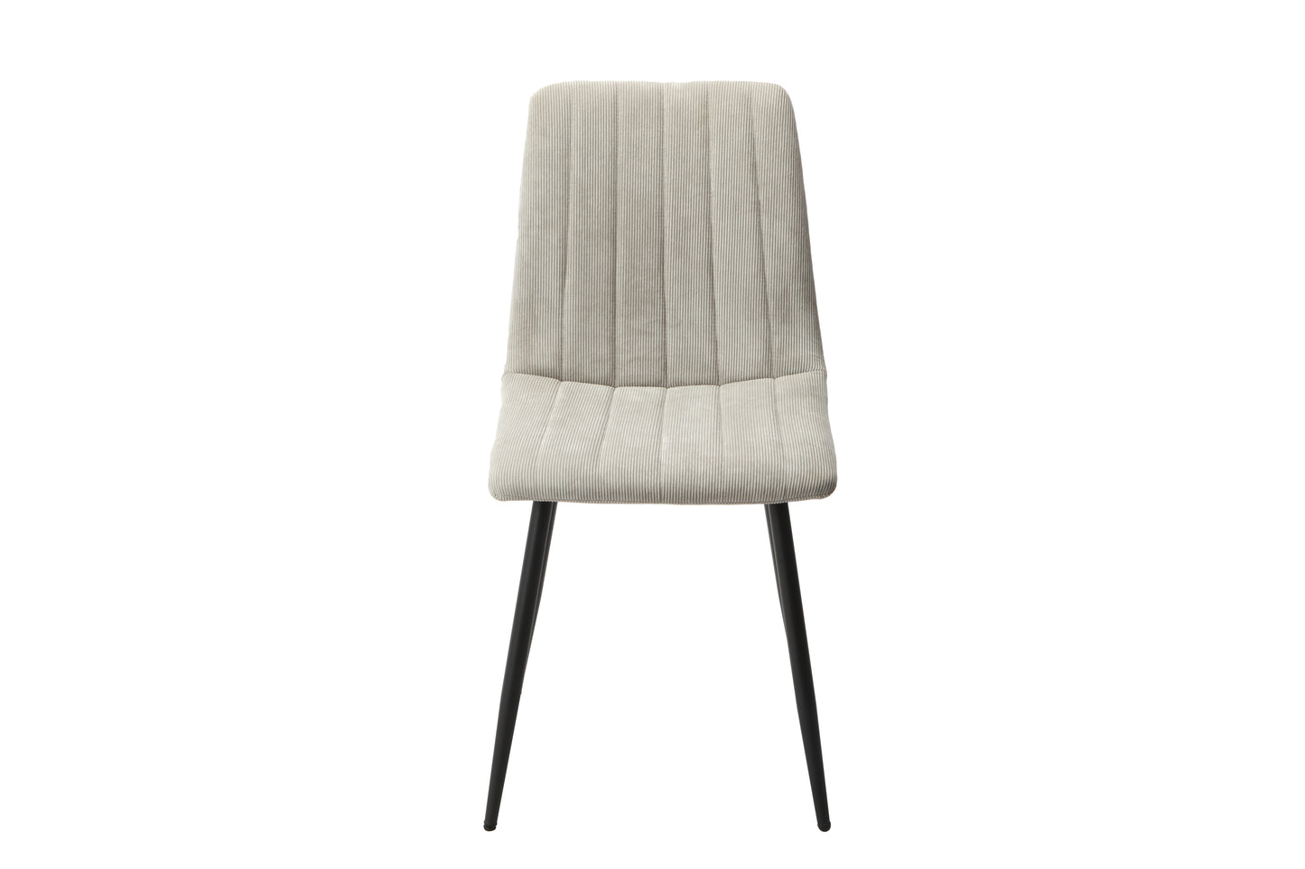 Aspen Pair of Straight Stitch Light Grey Cord Fabric Dining Chair With Black Tapered Legs