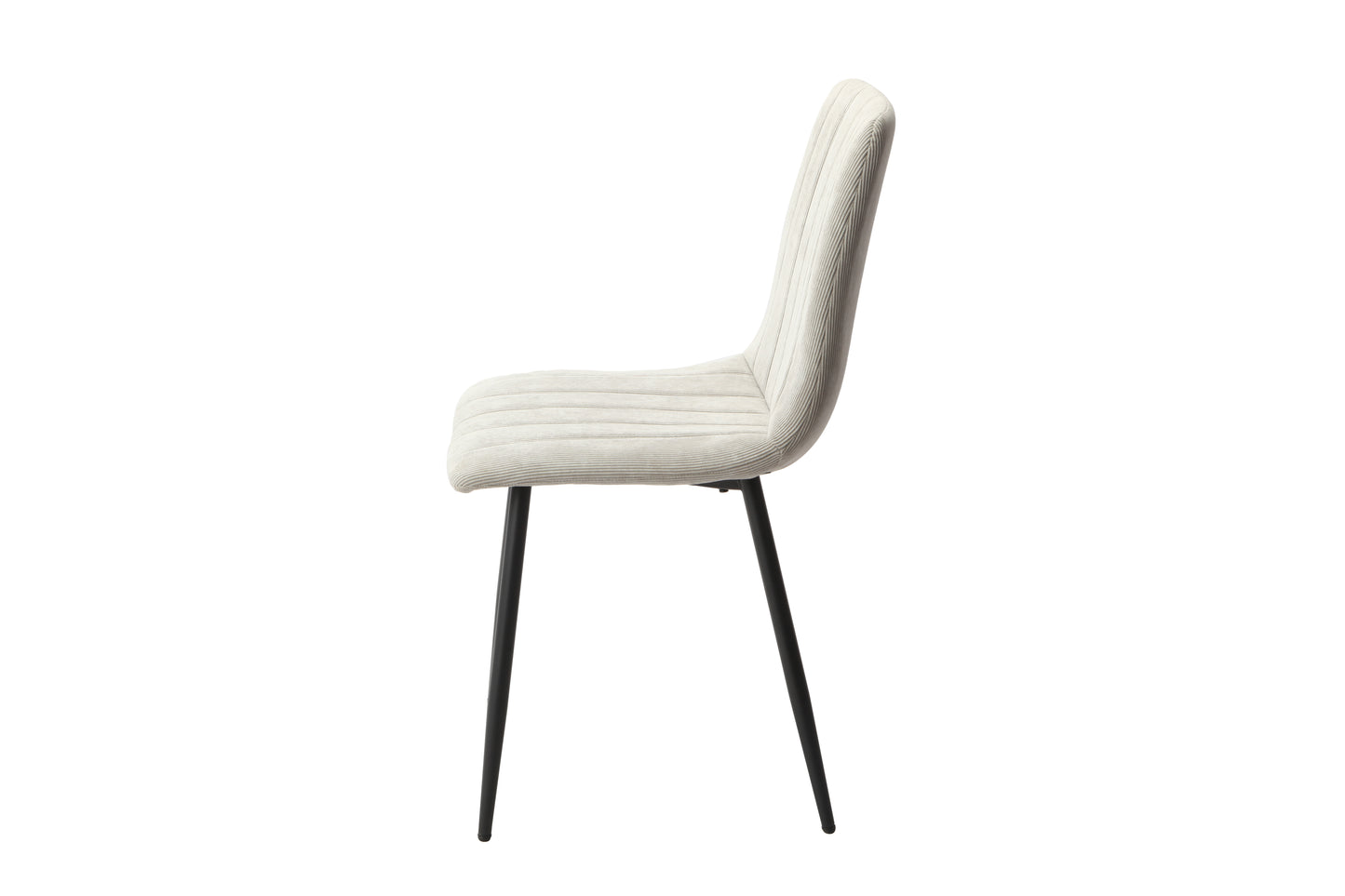 Aspen Pair of Straight Stitch Light Grey Cord Fabric Dining Chair With Black Tapered Legs