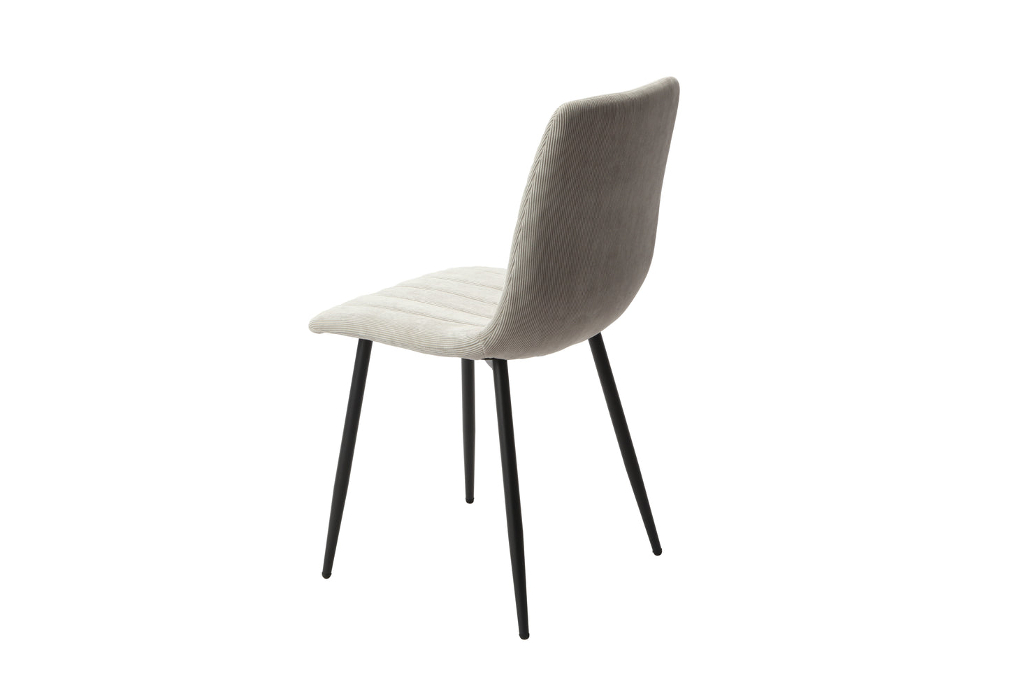 Aspen Pair of Straight Stitch Light Grey Cord Fabric Dining Chair With Black Tapered Legs