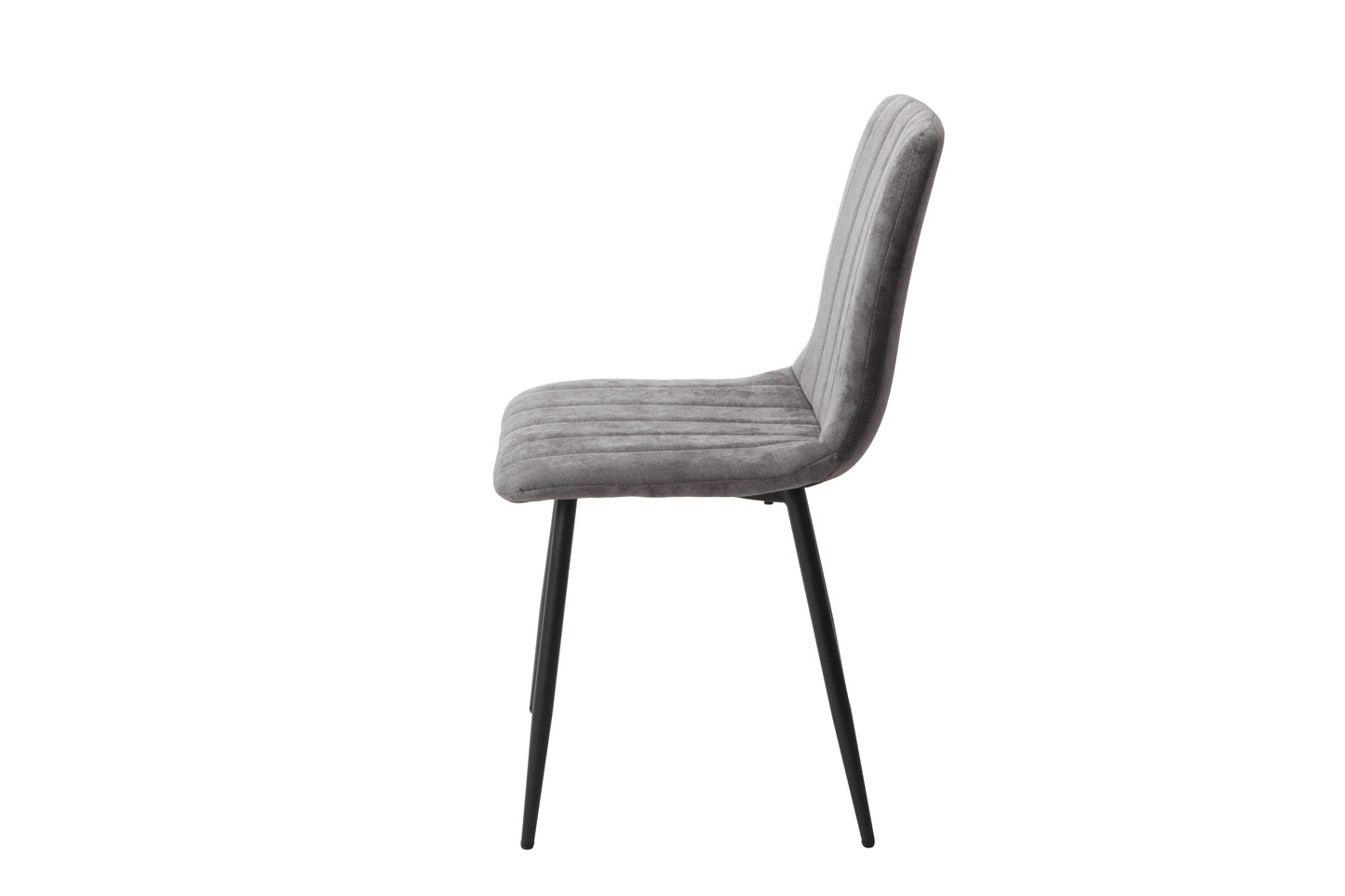 Aspen Pair of Straight Stitch Grey Fabric Dining Chair With Black Tapered Legs