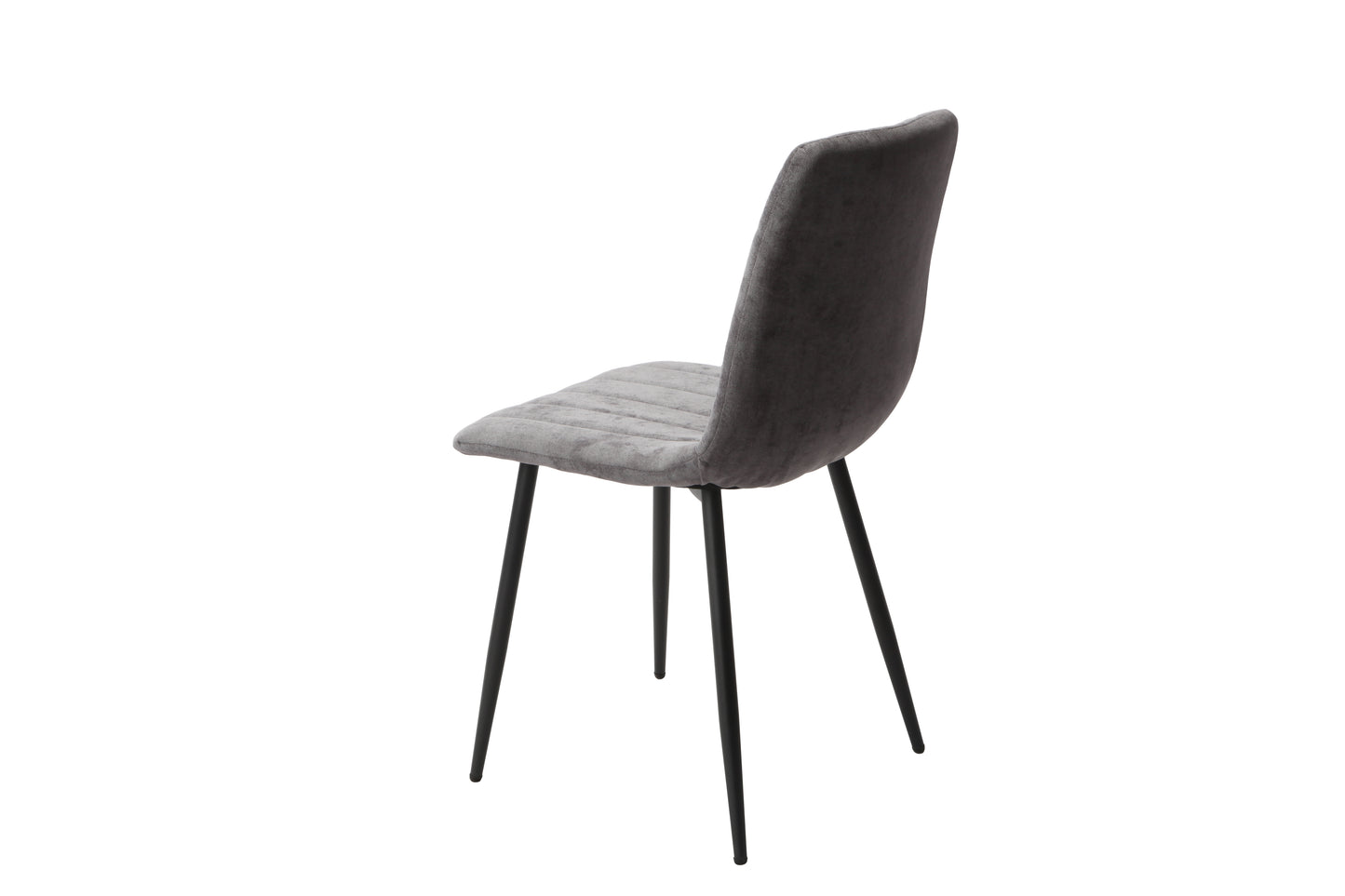 Aspen Pair of Straight Stitch Grey Fabric Dining Chair With Black Tapered Legs