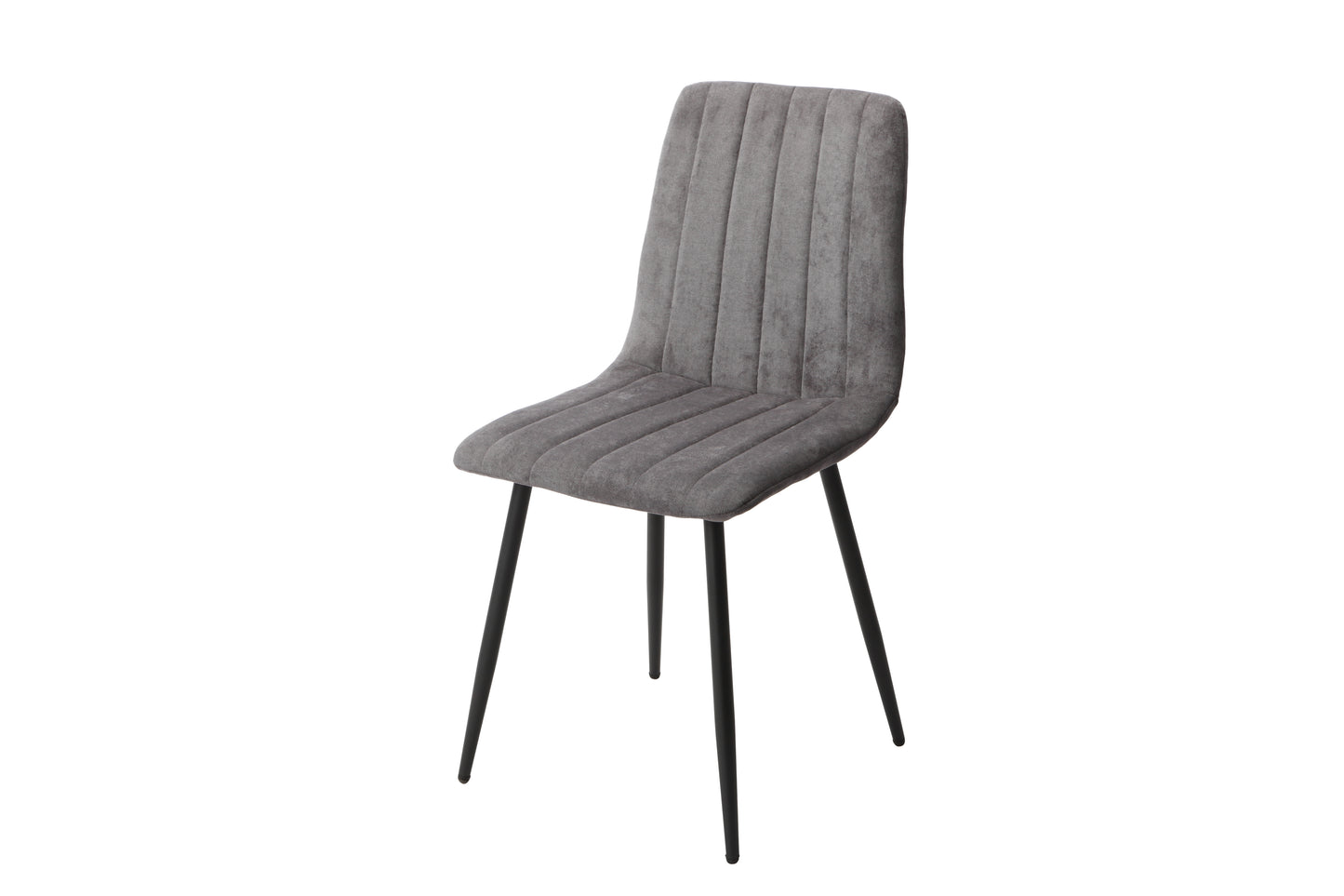 Aspen Pair of Straight Stitch Grey Fabric Dining Chair With Black Tapered Legs