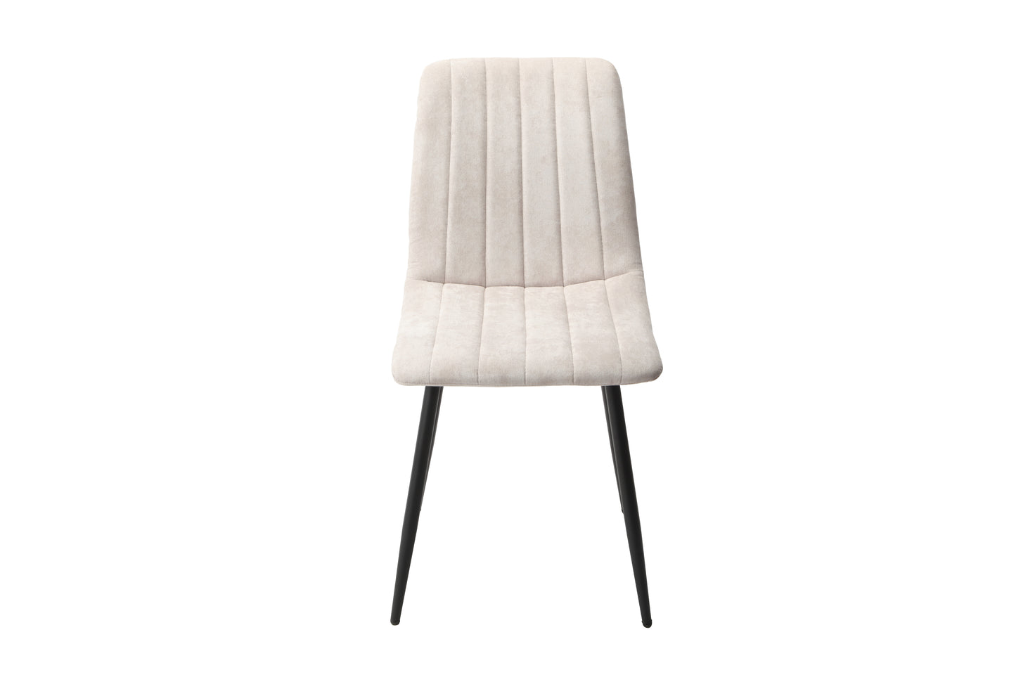 Aspen Pair of Straight Stitch Natural Fabric Dining Chair With Black Tapered Legs