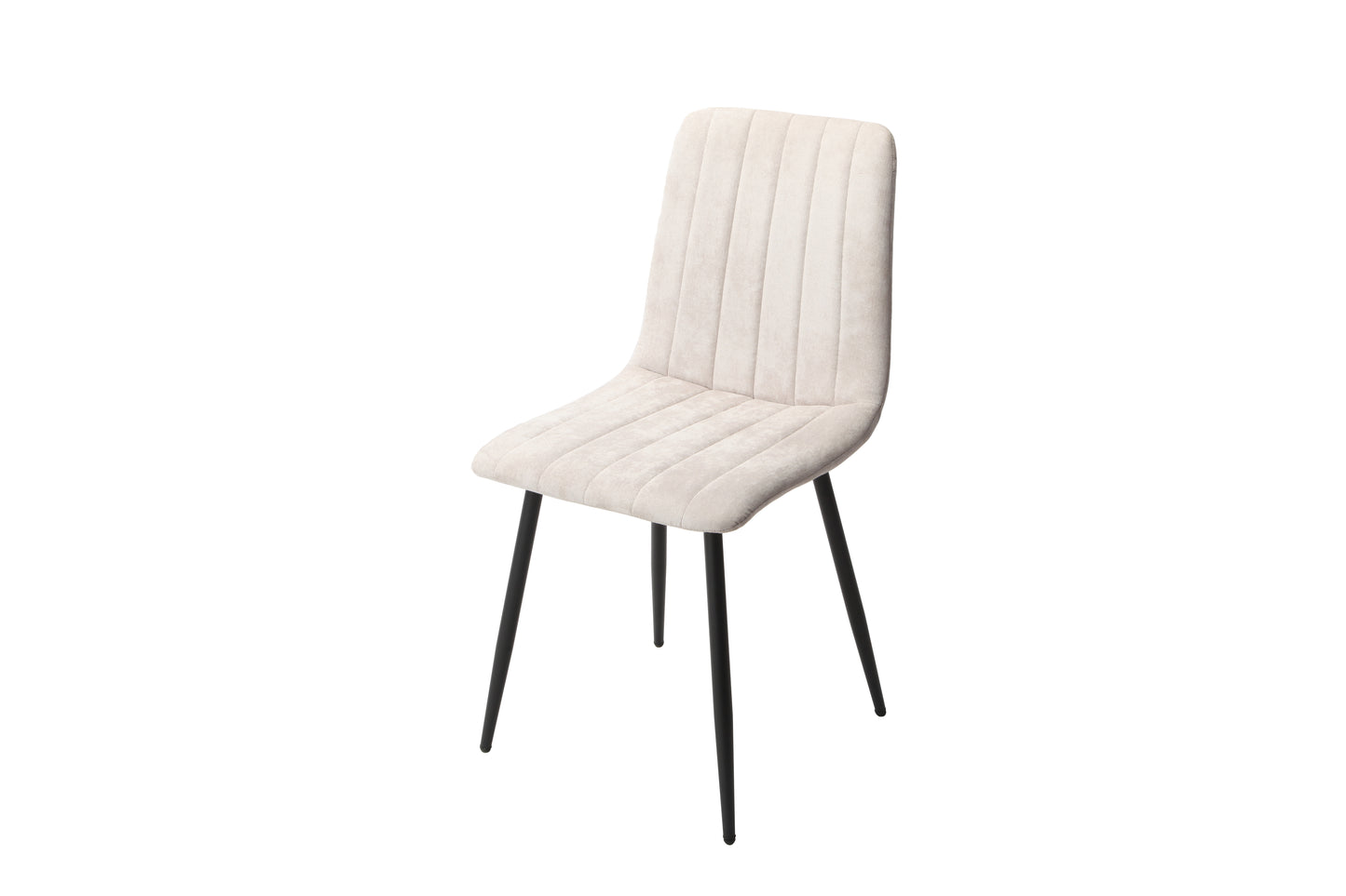 Aspen Pair of Straight Stitch Natural Fabric Dining Chair With Black Tapered Legs