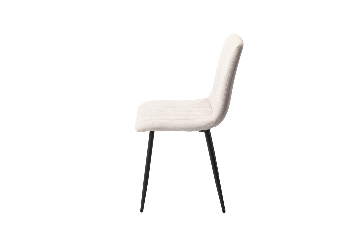 Aspen Pair of Straight Stitch Natural Fabric Dining Chair With Black Tapered Legs