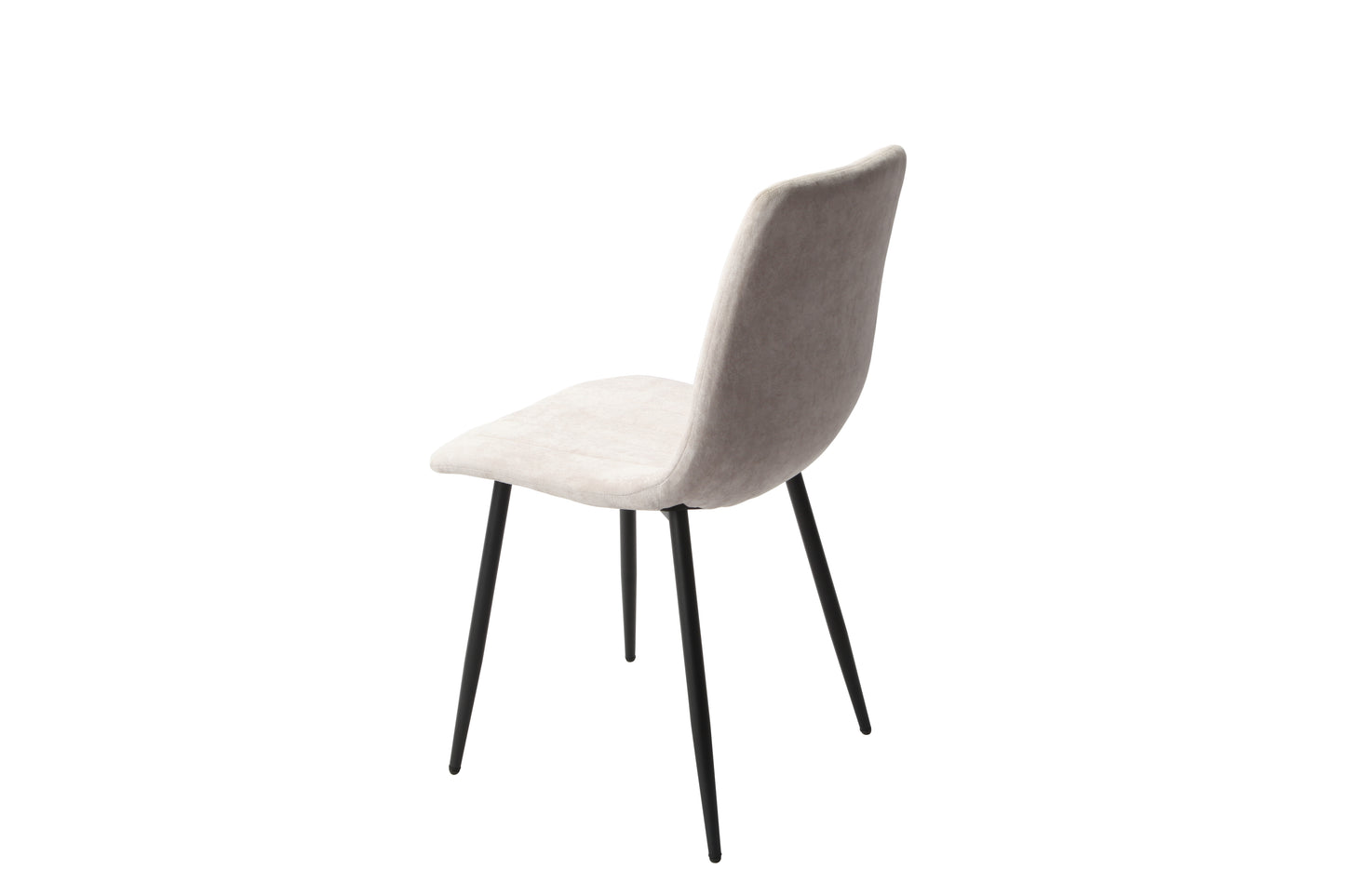Aspen Pair of Straight Stitch Natural Fabric Dining Chair With Black Tapered Legs