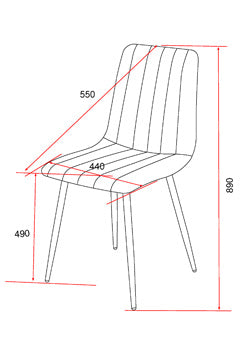 Aspen Pair of Straight Stitch Light Grey Cord Fabric Dining Chair With Black Tapered Legs