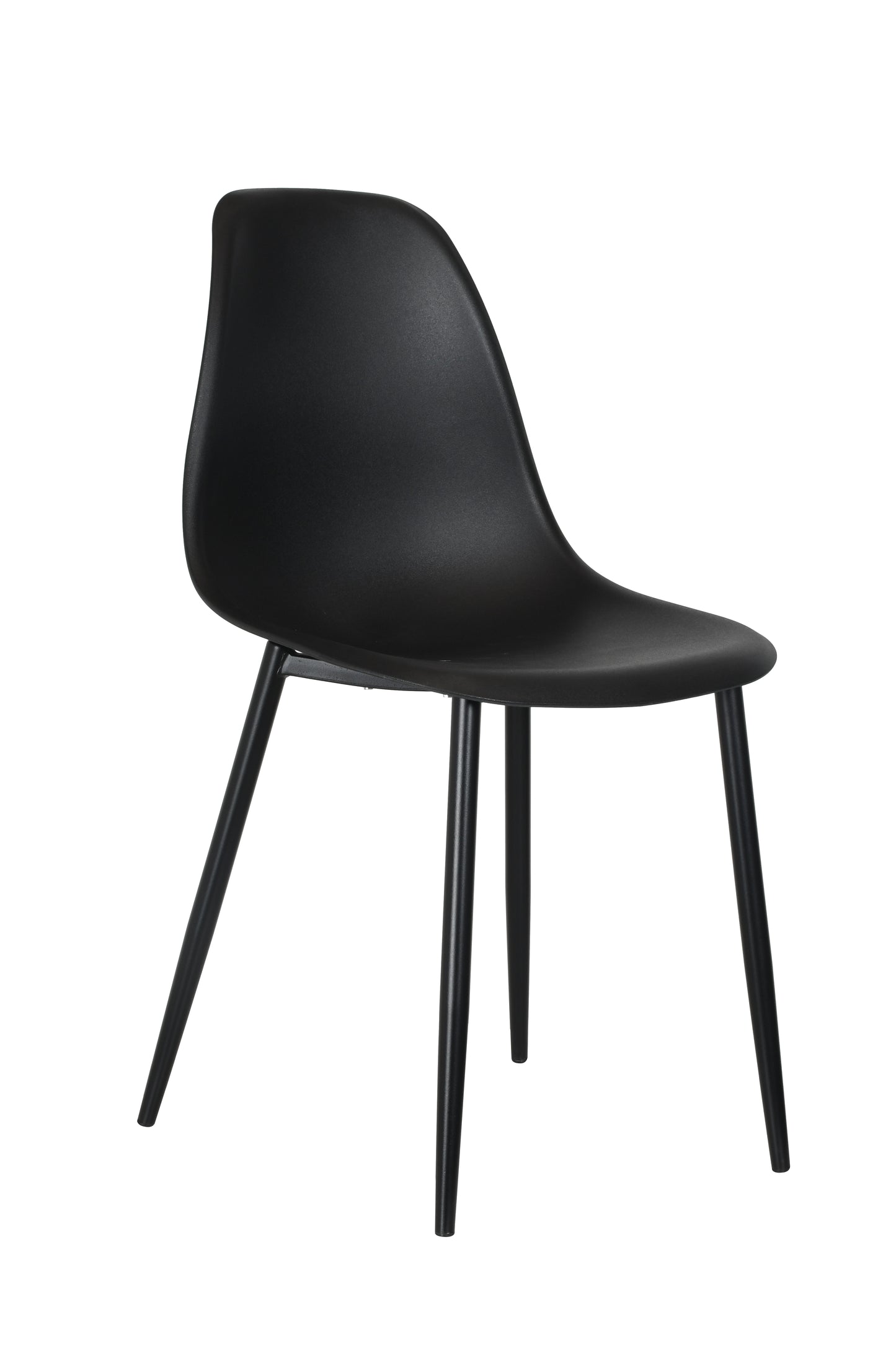 Aspen Pair of Curve Chairs, Black Plastic Chair With Black Metal Legs
