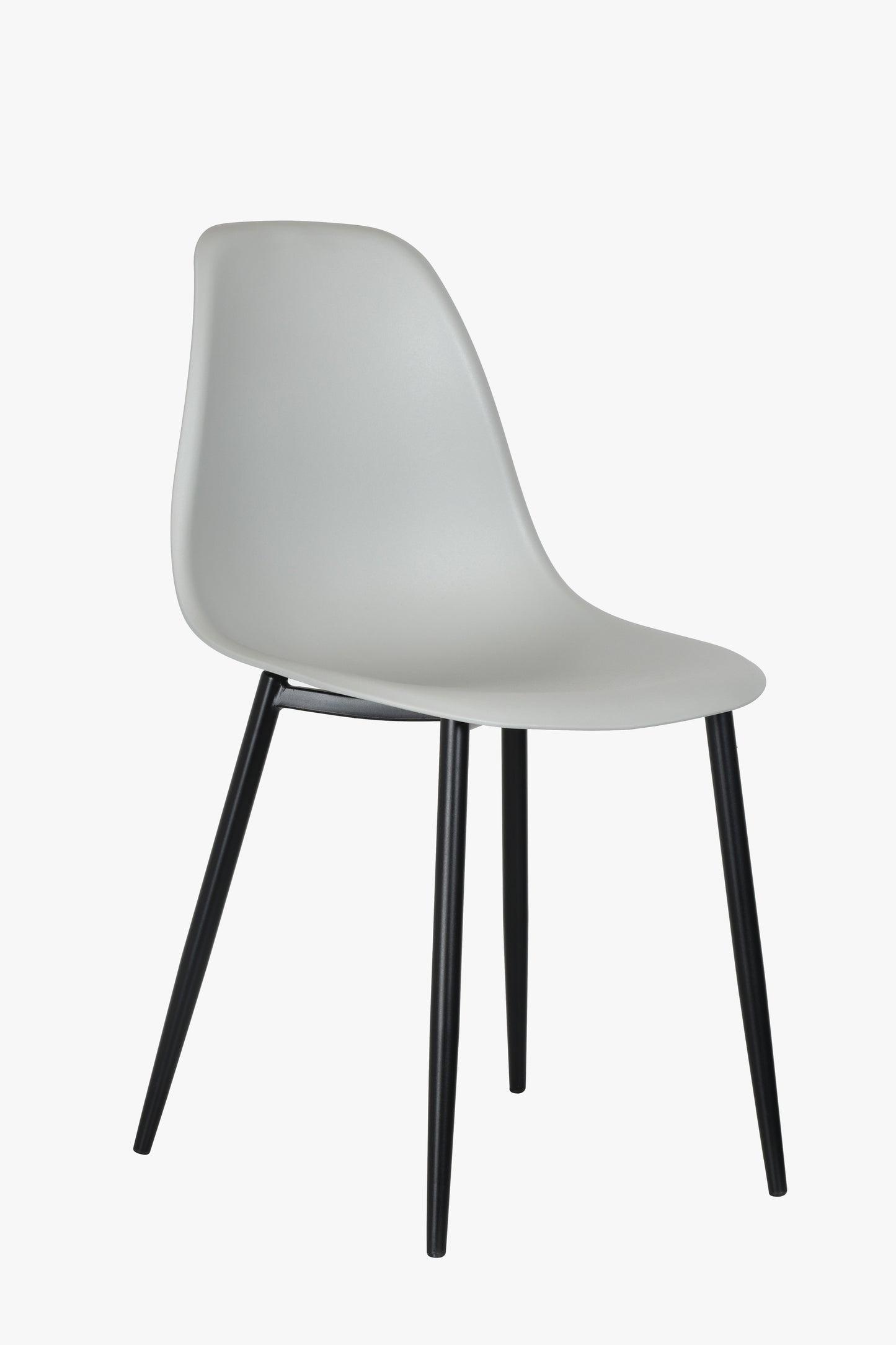 Aspen Pair of Curve Chairs, Light Grey Plastic Chair With Black Metal Legs
