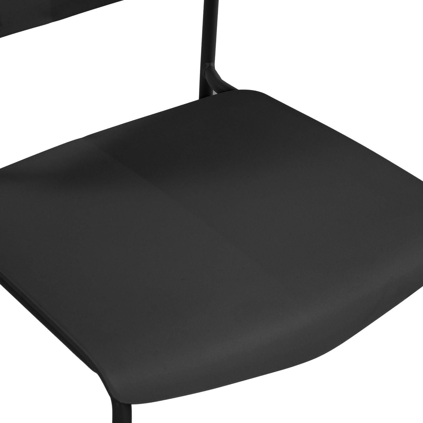 Aspen Pair of Stackable Black Kitchen Chairs Retro Plastic Dining Chairs Steel Legs
