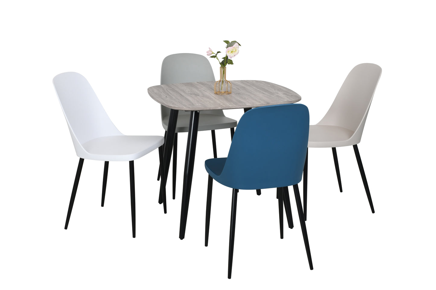 Aspen Square Grey Oak Effect Dining Table With Black Tapered Legs