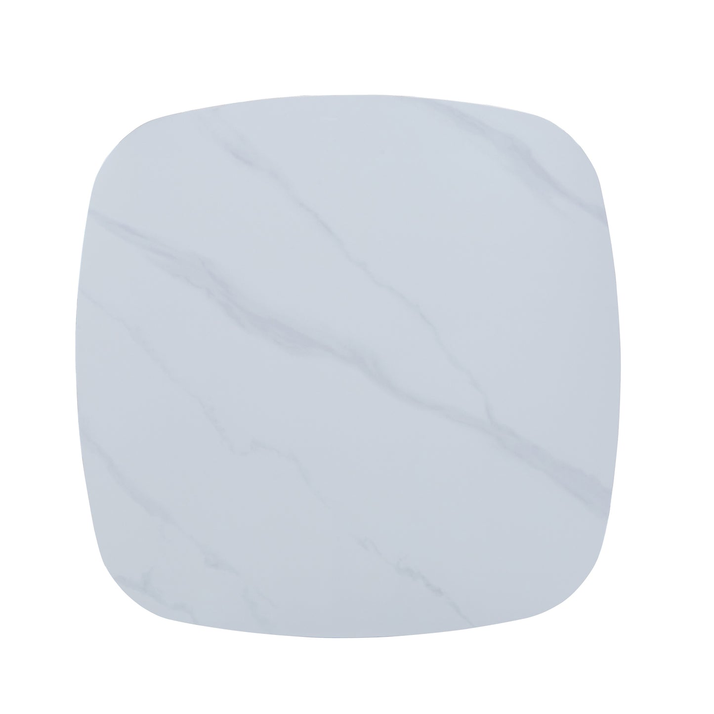 Aspen Square Gloss White Sintered Stone 80 cm Dining Table With Black Tapered Legs