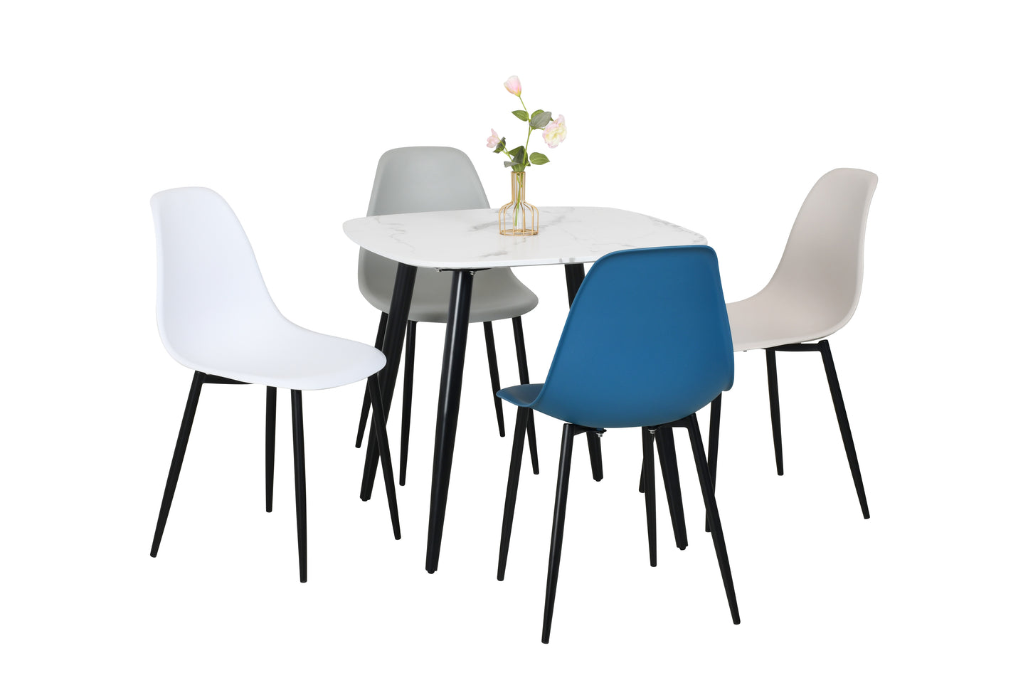 Aspen Square White Dining Table With Black Tapered Legs