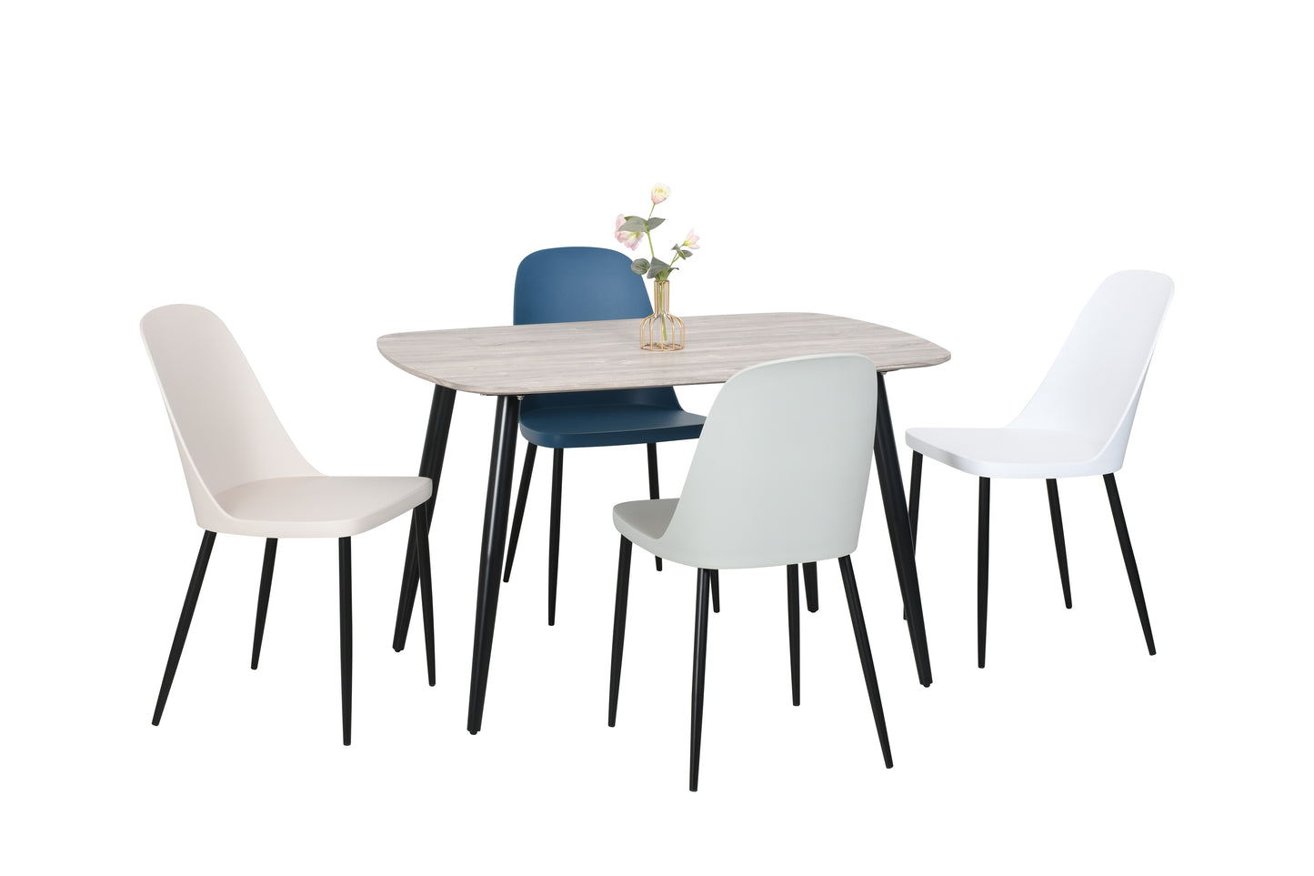 Aspen Rectangular Grey Oak Effect Dining Table With Black Tapered Legs