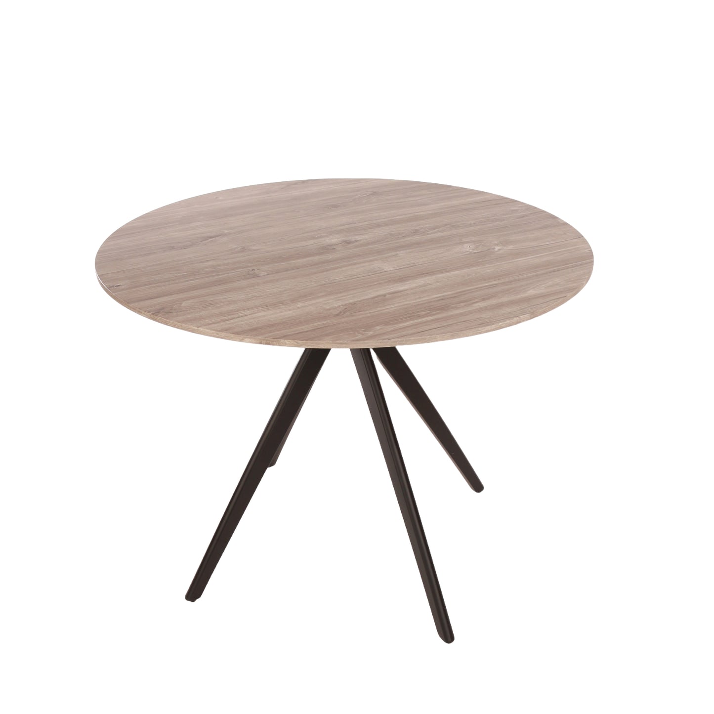 Aspen Round Grey Oak Effect Dining Table With Black Pedestal Leg Frame