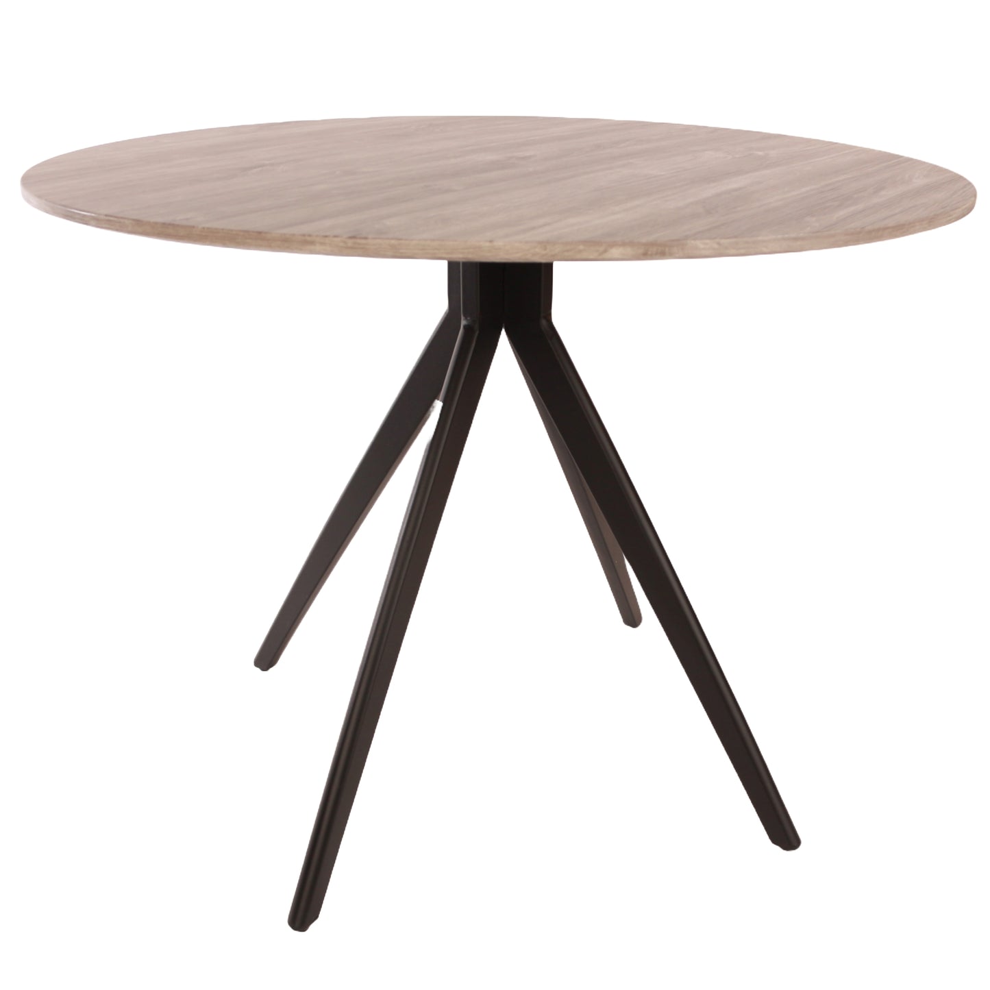 Aspen Round Grey Oak Effect Dining Table With Black Pedestal Leg Frame