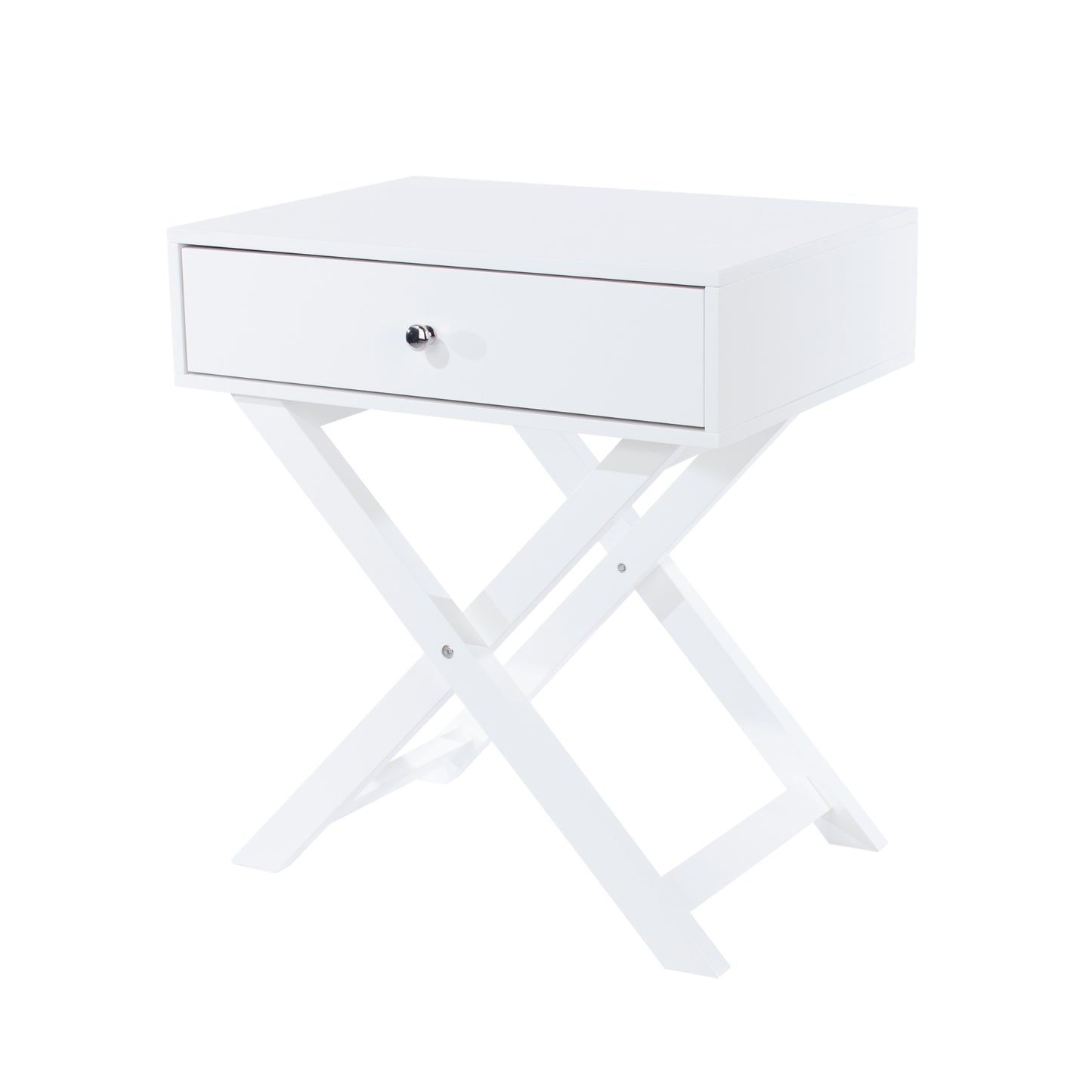 X Leg White 1 Drawer Bedside Cabinet