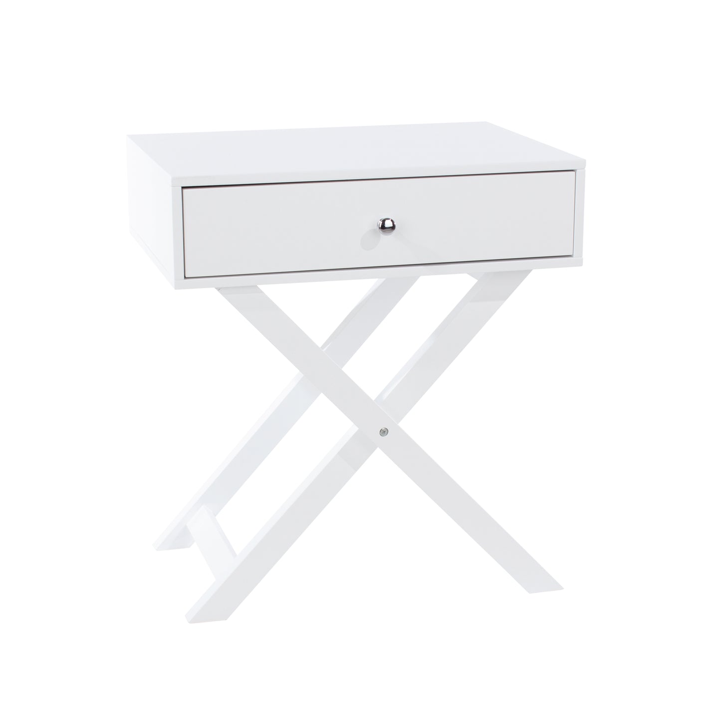 X Leg White 1 Drawer Bedside Cabinet