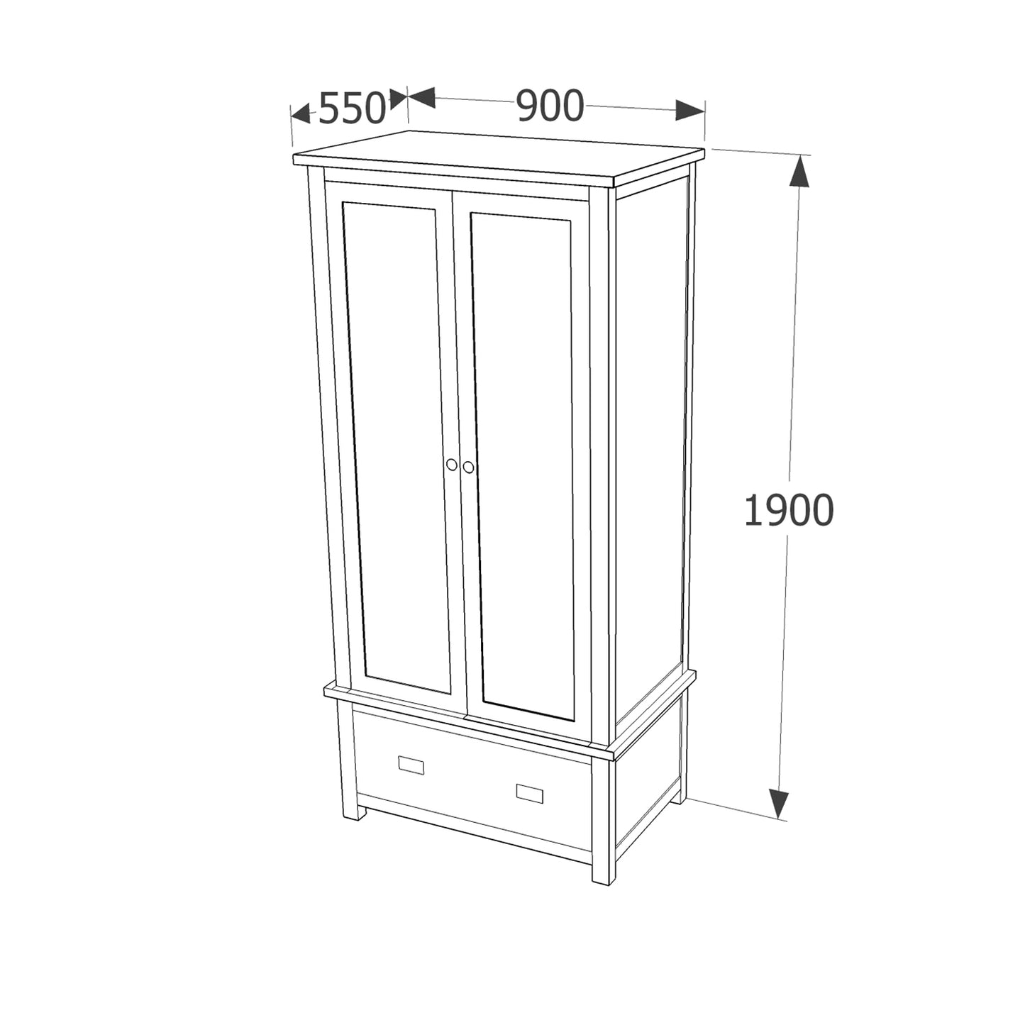Boston 2 Door 1 Drawer Wardrobe