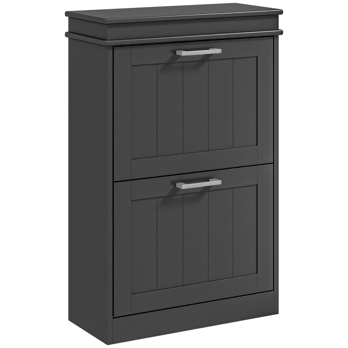 HOMCOM Slim Shoe Cabinet – 2 Drawer Storage Unit for 10 Pairs, Black