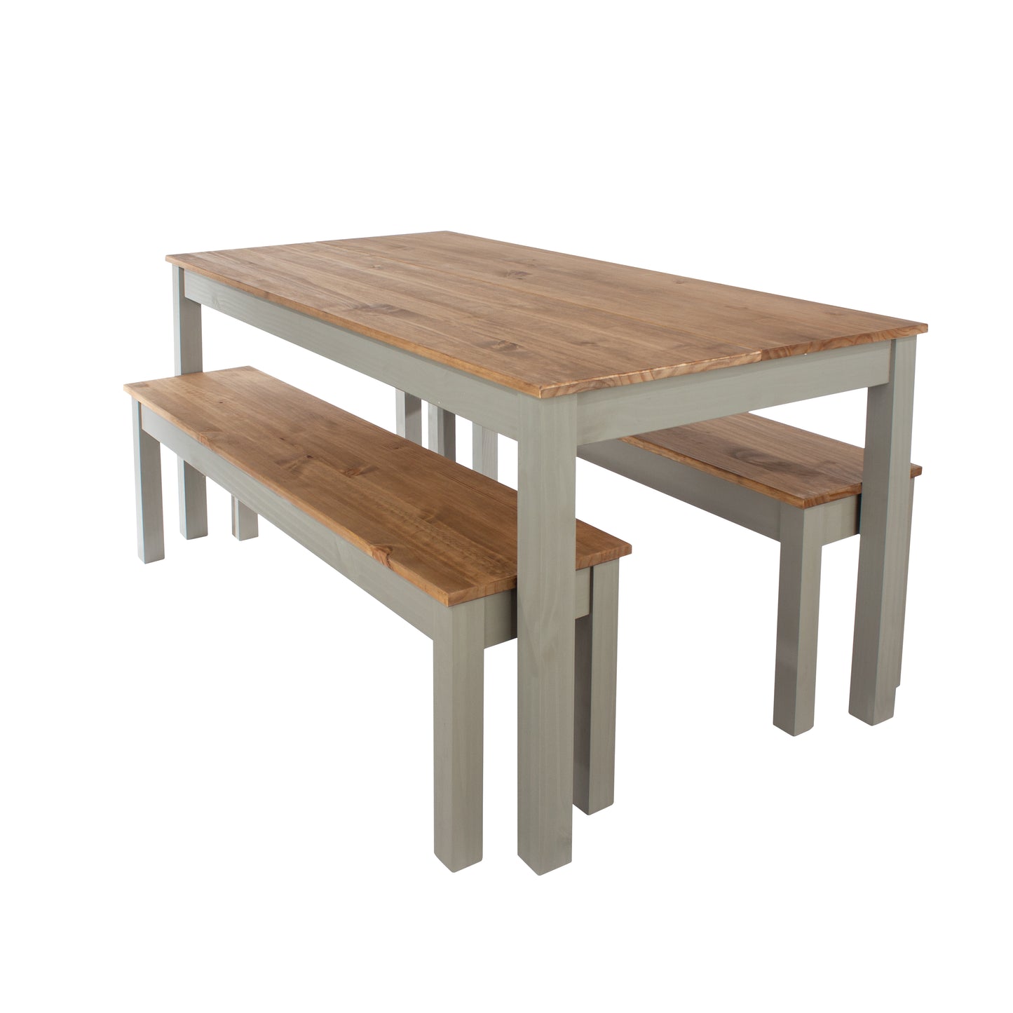 Corona Grey Linea Large Dining Table and 2 Dining Bench Set